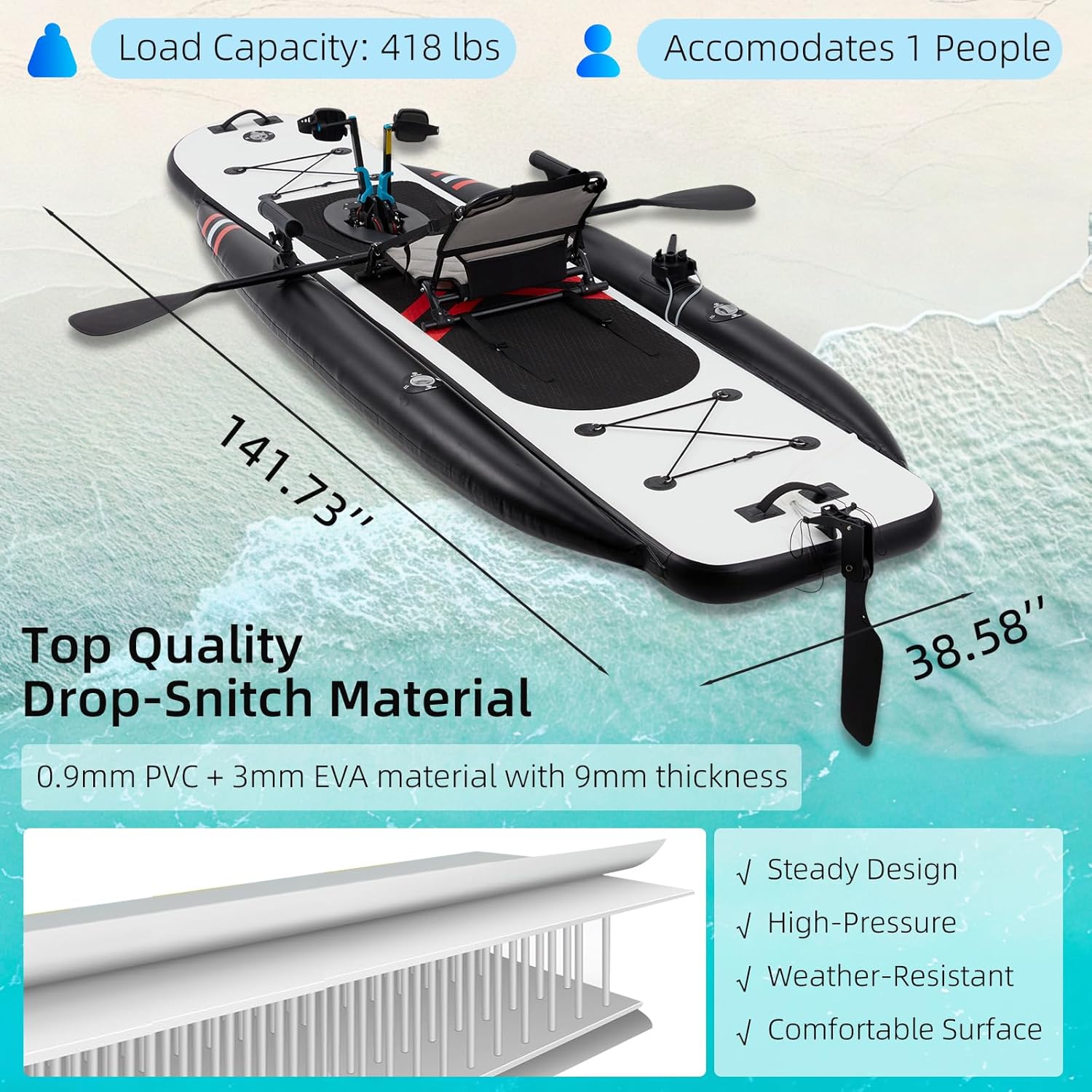 12ft Premium PVC Inflatable Fi - Fishing Kayak Inflatable ulasan dan harga